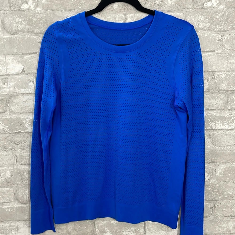 lululemon athletica Blue Perforated Long Sleeve Top